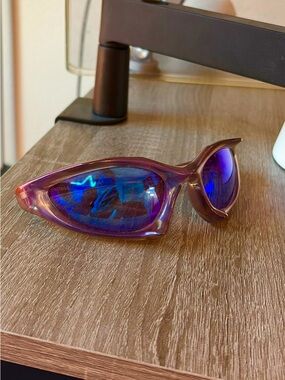 RARE Balenciaga Iridescent Purple Frame Sunglasses with Blue Lenses